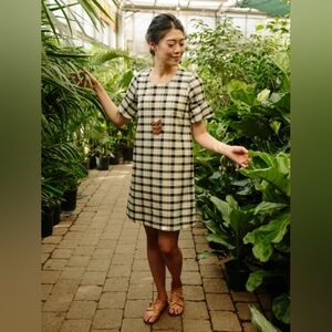 NWOT Mata Traders Delridge Dress- XS, Cream and Black Plaid